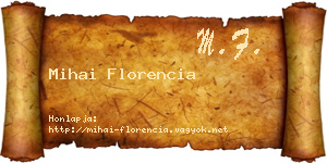 Mihai Florencia névjegykártya